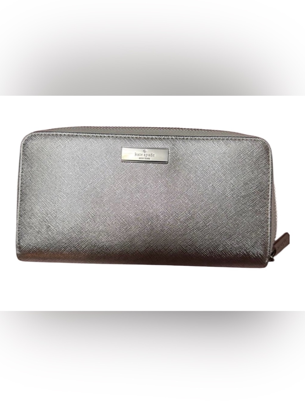 kate spade Metallic Silver Zip Around Wallet